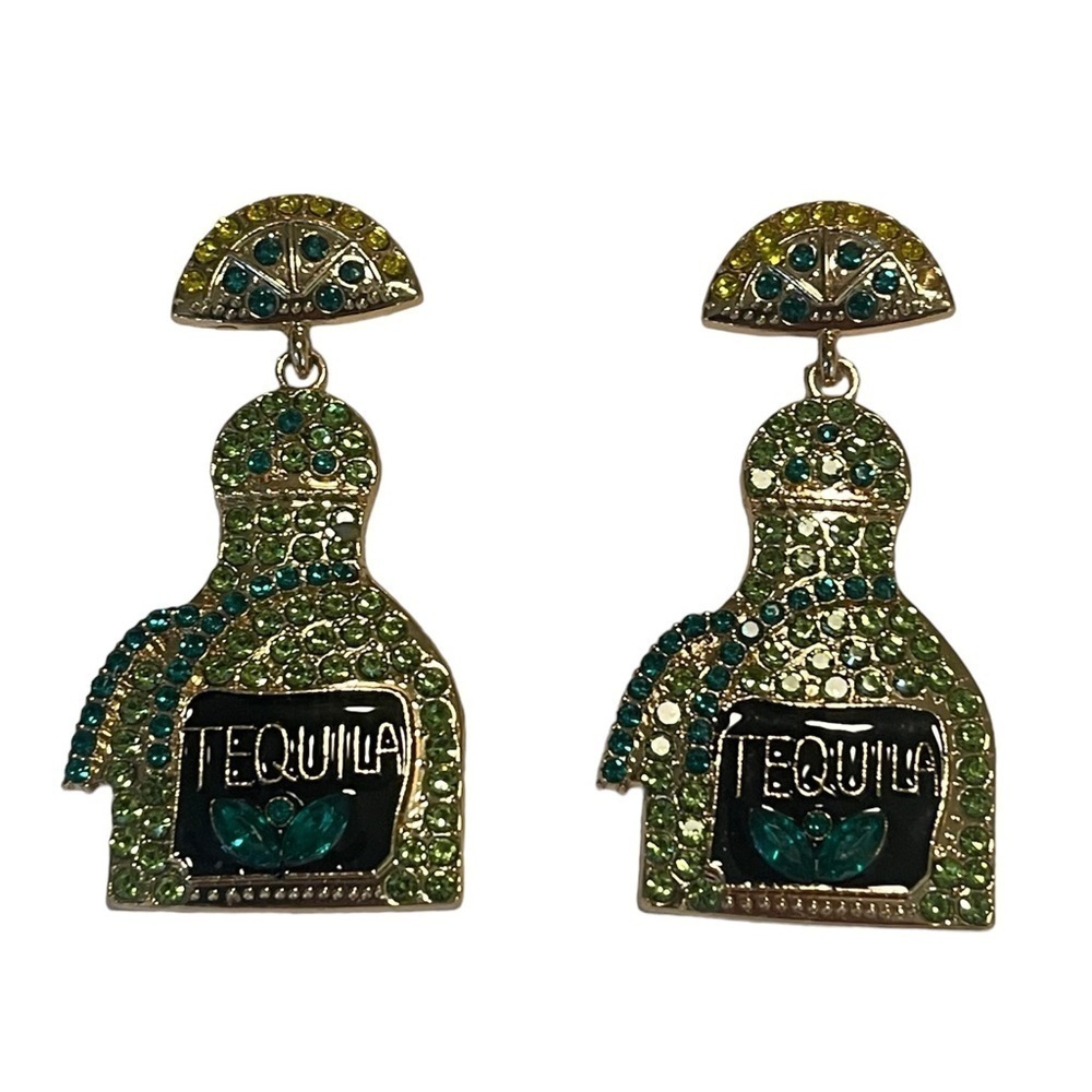 Tequila Earrings New With Tags Green Rhinestones
Lime